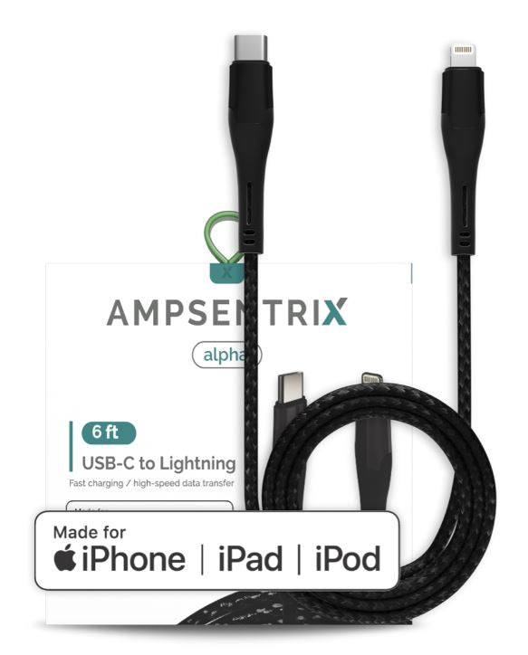 6 ft MFI Lightning To USB Type C Cable
